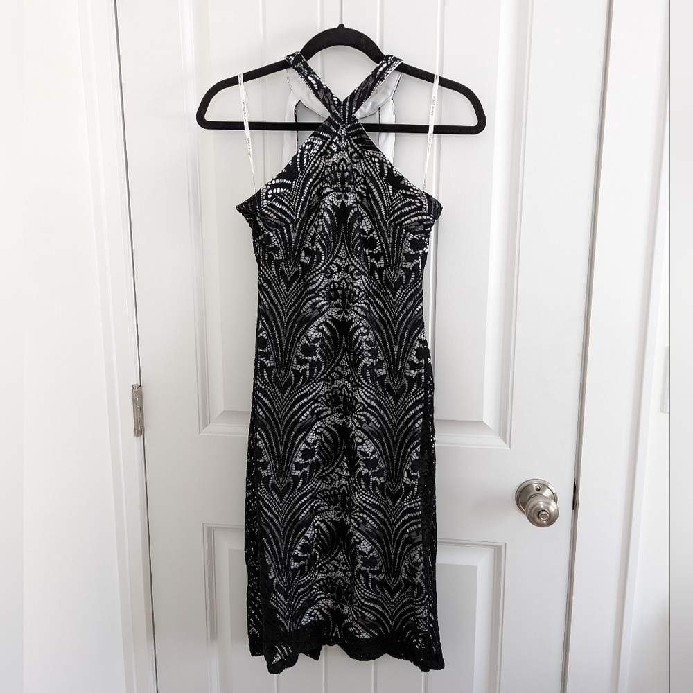 Guess Black and White Lace Halter Dress - size 6
